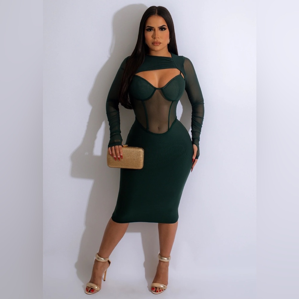 Green Mesh Mini Dress BRAND NEW